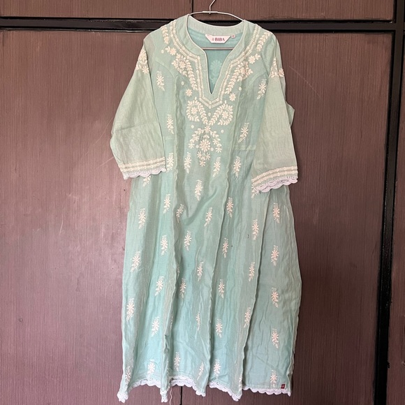 Biba Other - 3 piece set Kurta/bottom/dupatta silk cotton ethnic wear light green Biba size:L